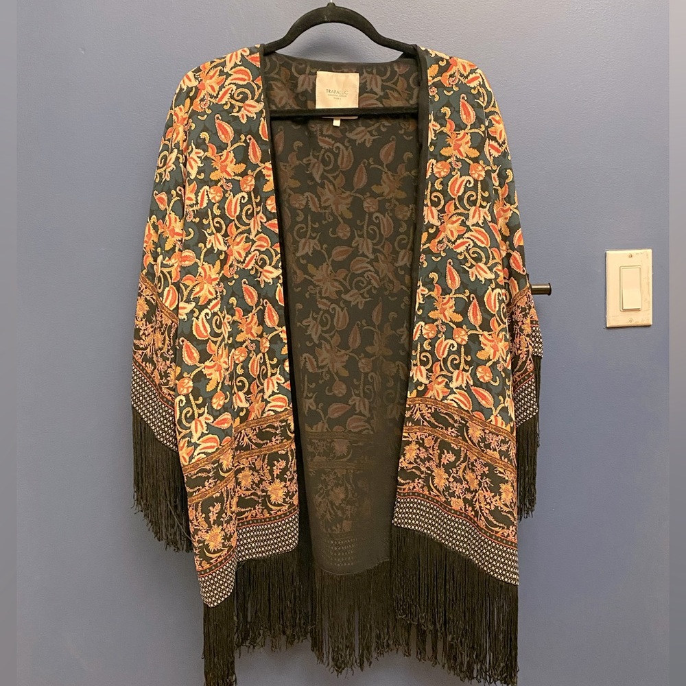 ZARA fringed floral print kimono